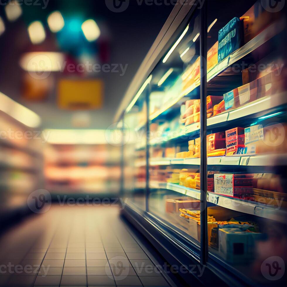 Realistic Blur Background of Store, Department Store, Supermarket or Grocery Store - Image photo