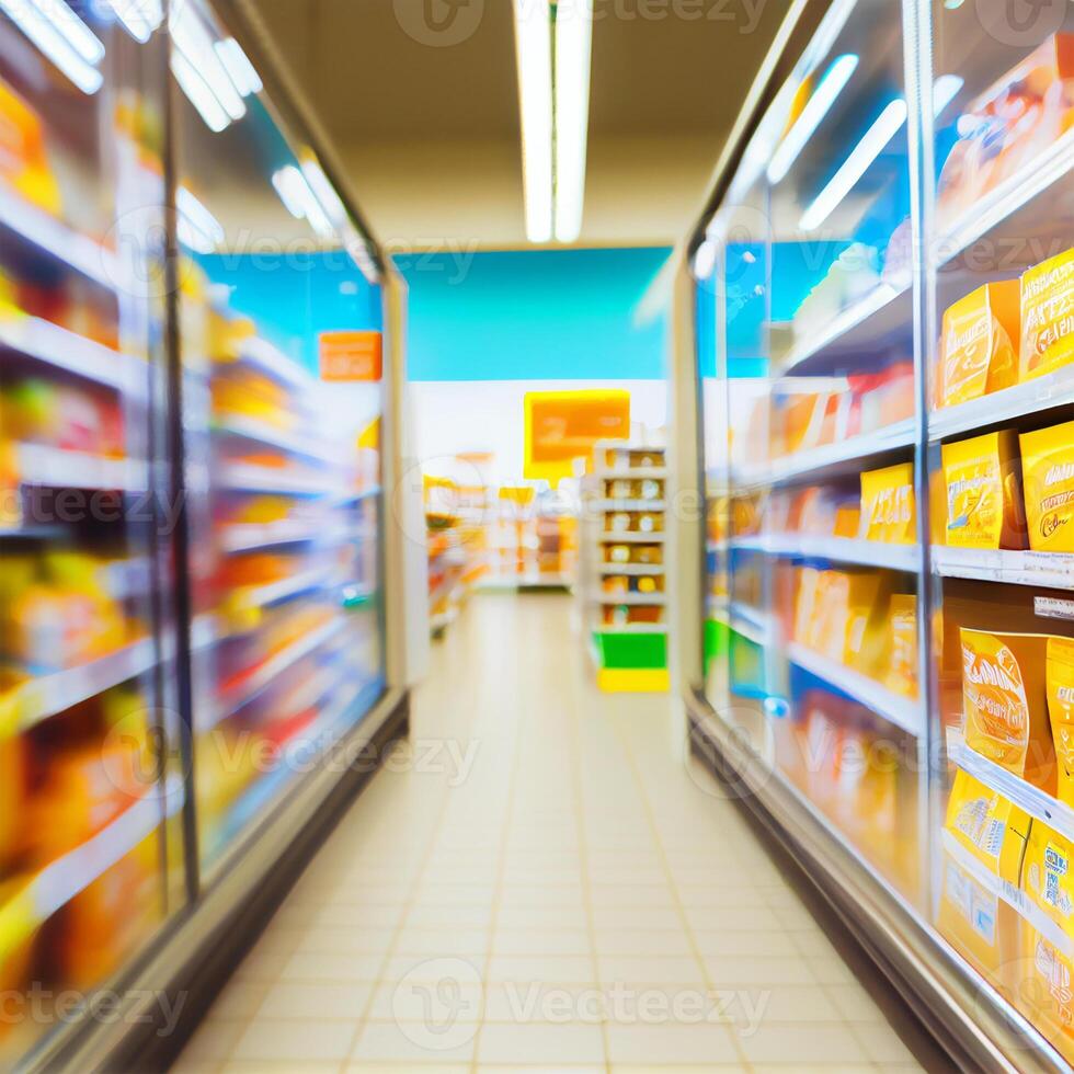 realista difuminar antecedentes de almacenar, Departamento almacenar, supermercado o tienda de comestibles Tienda - ai generado imagen foto