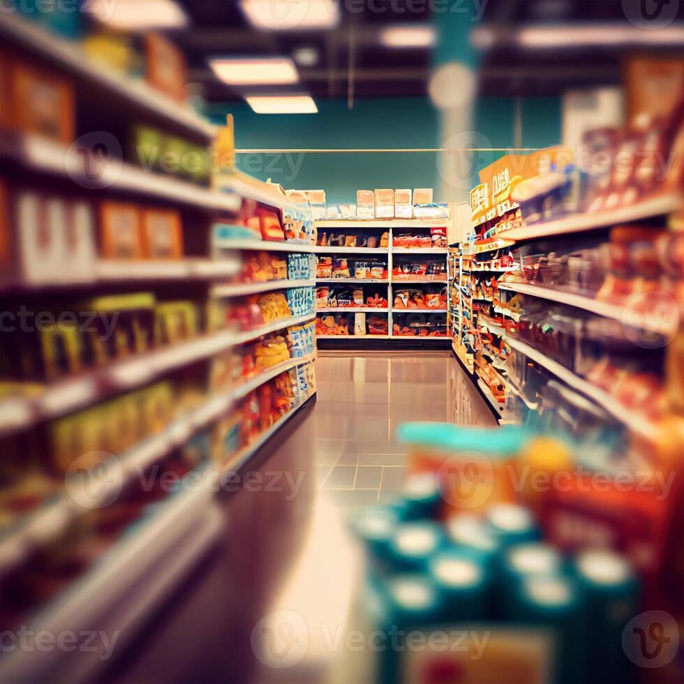 Realistic Blur Background of Store, Department Store, Supermarket or Grocery Store - Image photo