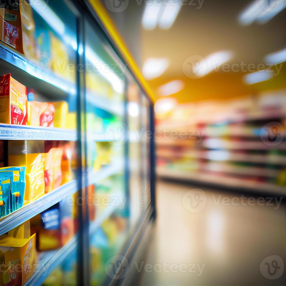 Realistic Blur Background of Store, Department Store, Supermarket or Grocery Store - Image photo