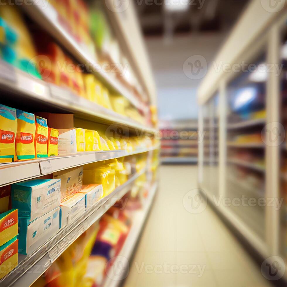 Realistic Blur Background of Store, Department Store, Supermarket or Grocery Store - Image photo