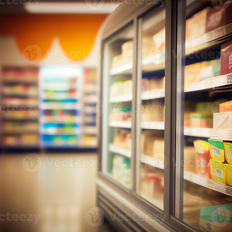 realista difuminar antecedentes de almacenar, Departamento almacenar, supermercado o tienda de comestibles Tienda - ai generado imagen foto