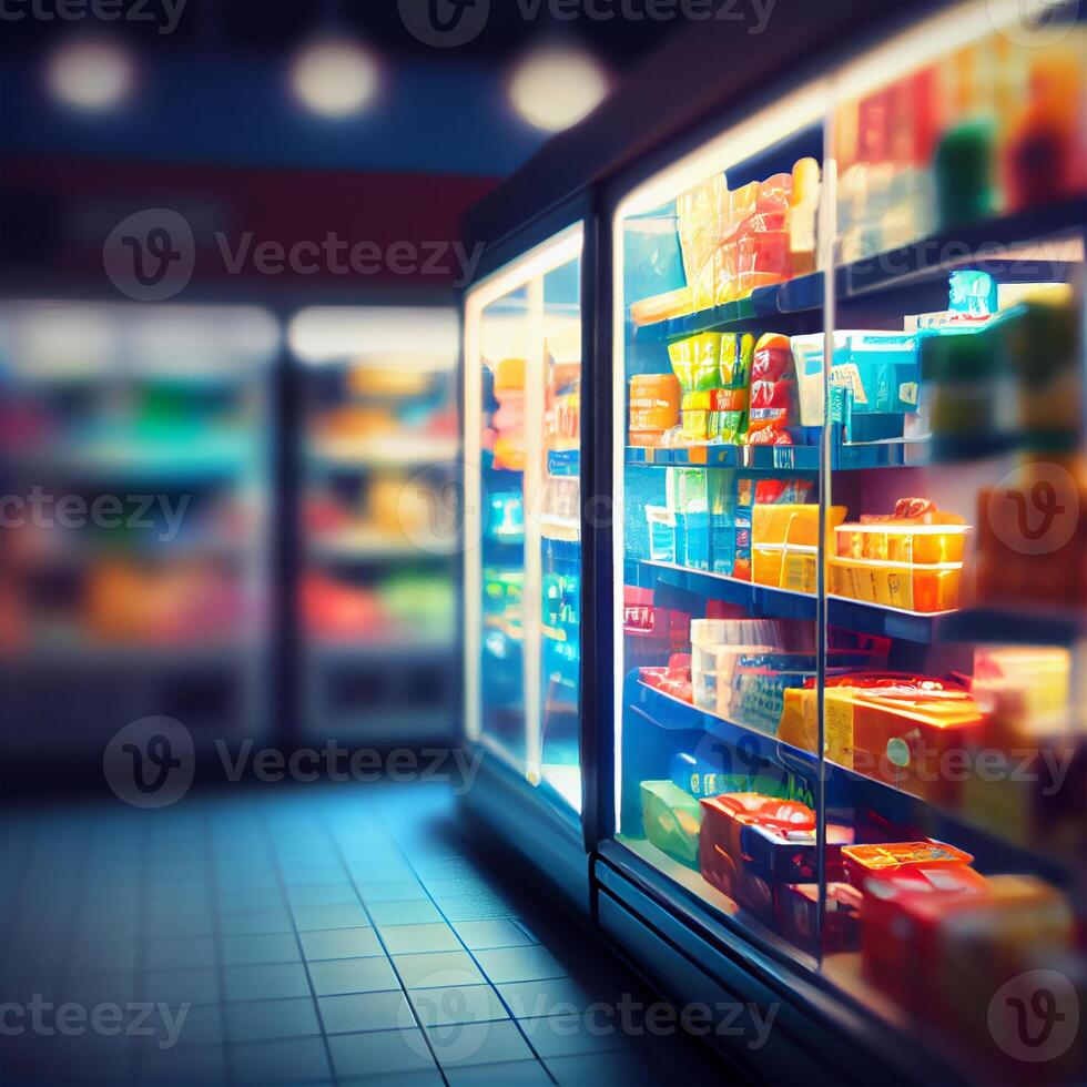 Realistic Blur Background of Store, Department Store, Supermarket or Grocery Store - Image photo