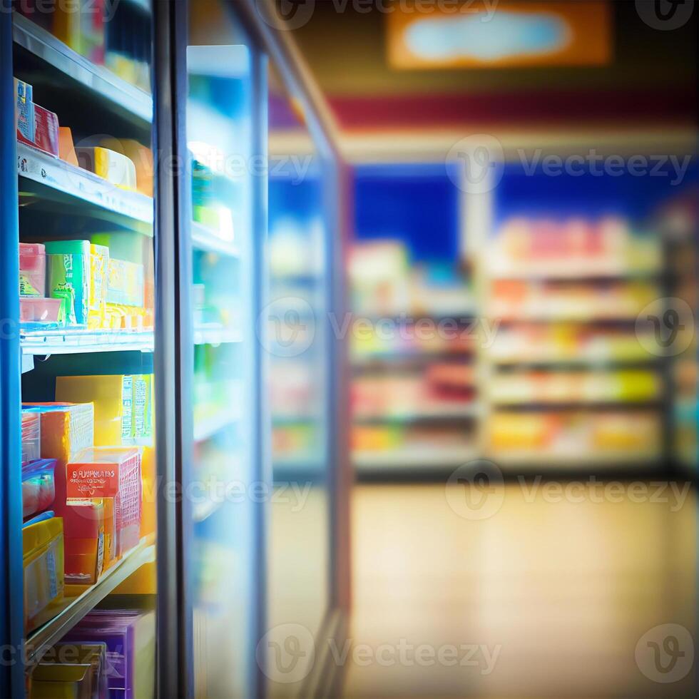 Realistic Blur Background of Store, Department Store, Supermarket or Grocery Store - Image photo