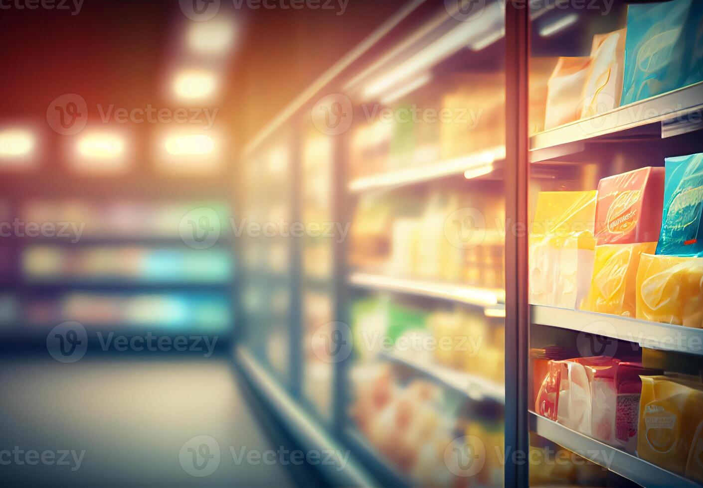 Realistic Blur Background of Store, Department Store, Supermarket or Grocery Store - Image photo