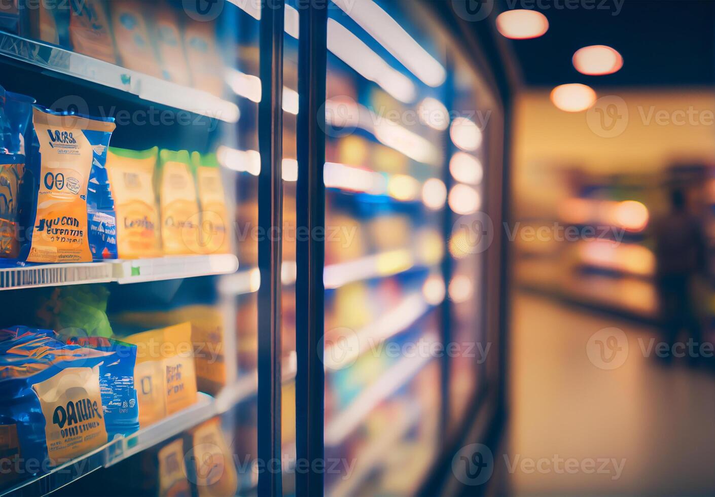 Realistic Blur Background of Store, Department Store, Supermarket or Grocery Store - Image photo