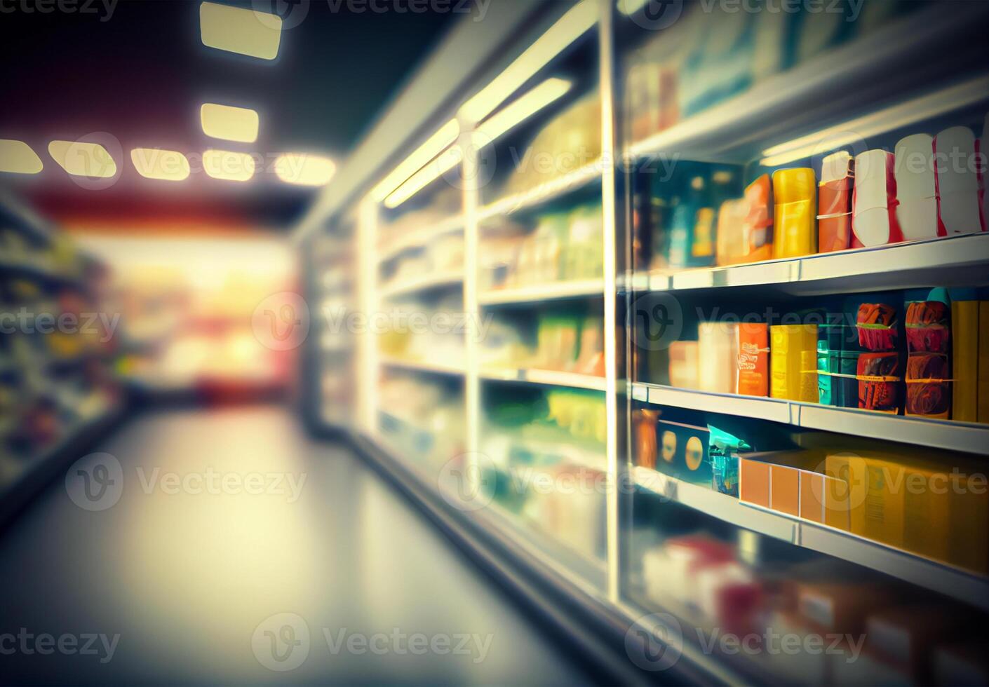 Realistic Blur Background of Store, Department Store, Supermarket or Grocery Store - Image photo