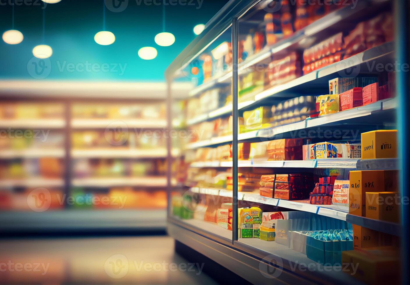 Realistic Blur Background of Store, Department Store, Supermarket or Grocery Store - Image photo