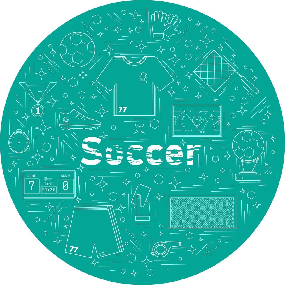 Soccer a set of white elements in a circle vector
