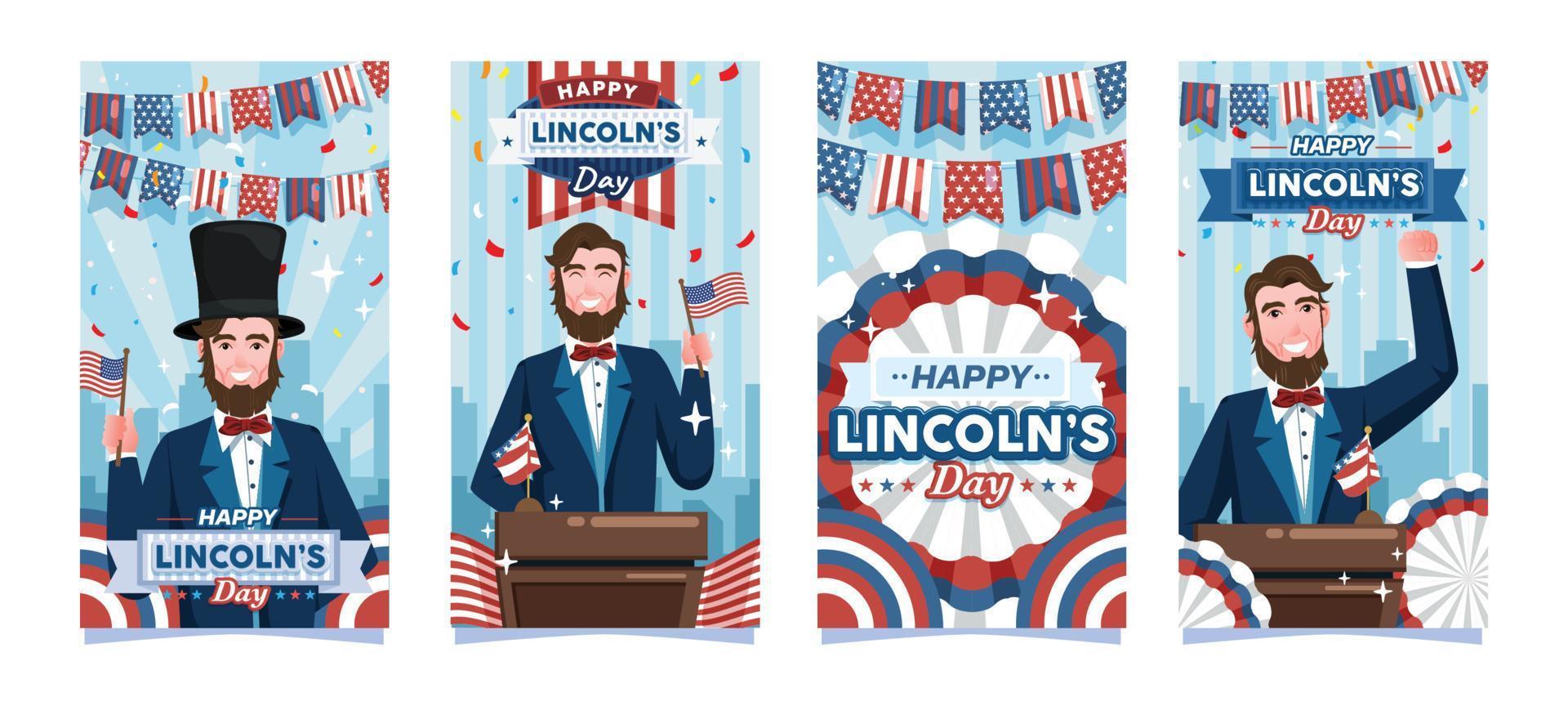 Abraham Lincoln Day Social Media Story Posts vector
