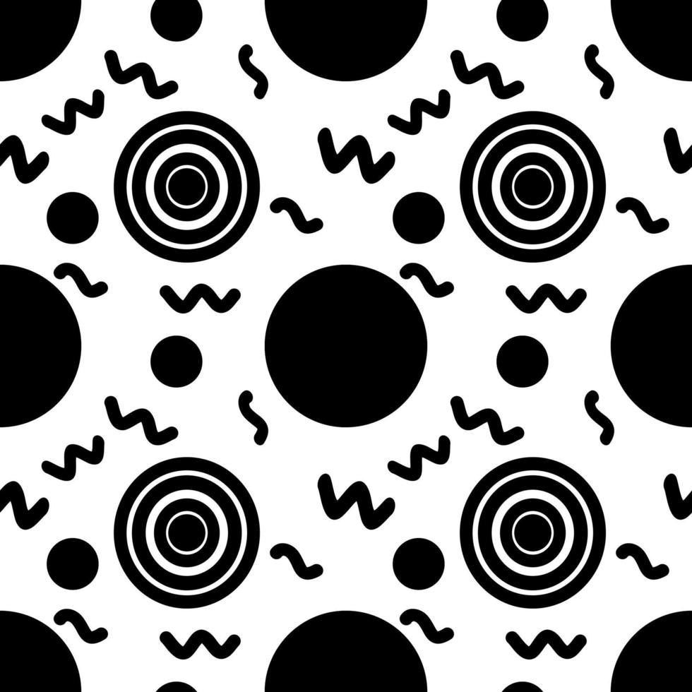 Abstract black and white circle seamless pattern. vector