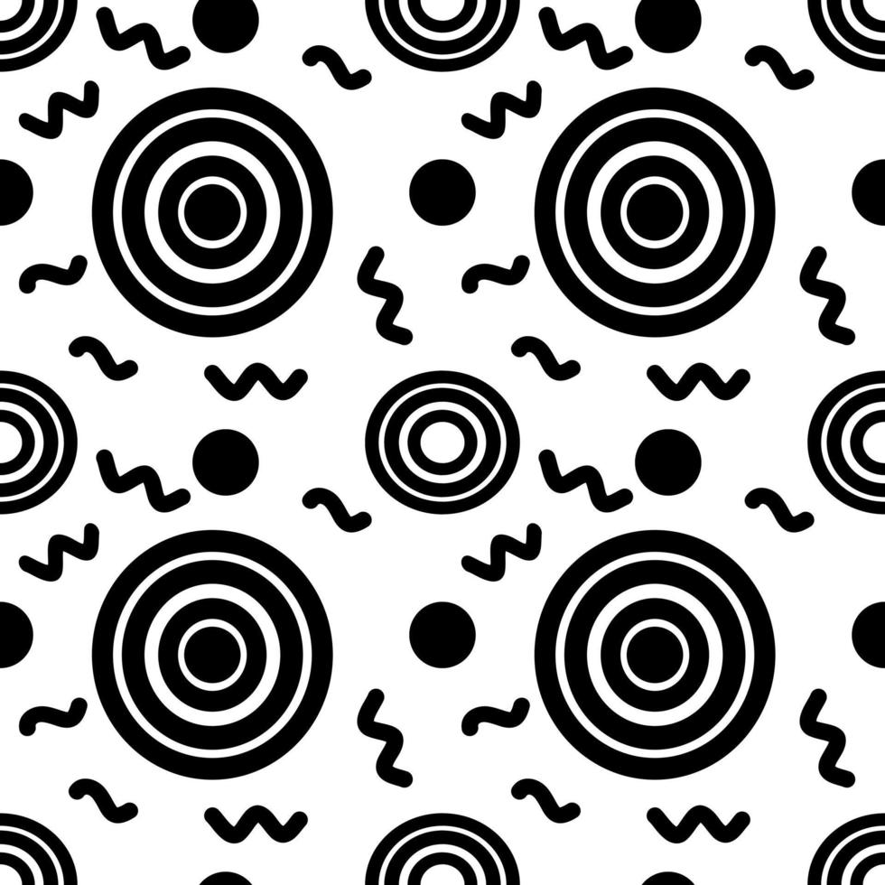 Abstract black and white circle seamless pattern. vector