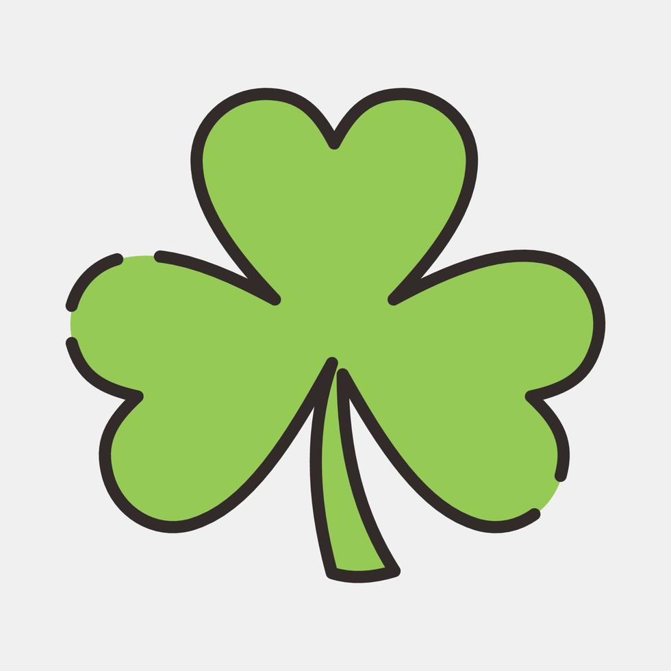 Icon three leaf clover. St. Patrick's Day celebration elements. Icons in filled line style. Good for prints, posters, logo, party decoration, greeting card, etc. vector