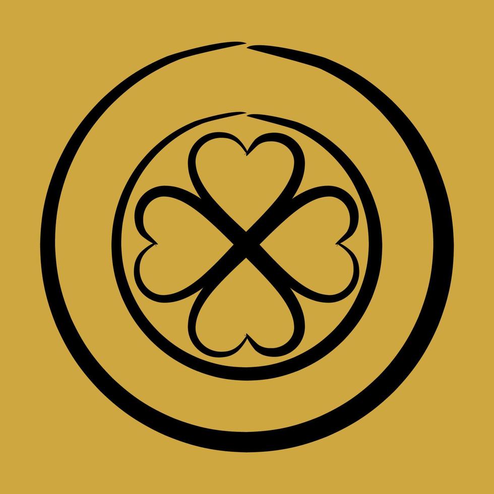 Icon gold coin clover. St. Patrick's Day celebration elements. Icons in hand drawn style. Good for prints, posters, logo, party decoration, greeting card, etc. vector