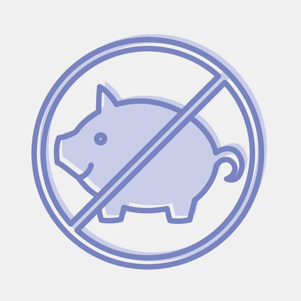 Icon no pig, forbidden food. Islamic elements of Ramadhan, Eid Al Fitr, Eid Al Adha. Icons in two tone style. Good for prints, posters, logo, decoration, greeting card, etc. vector