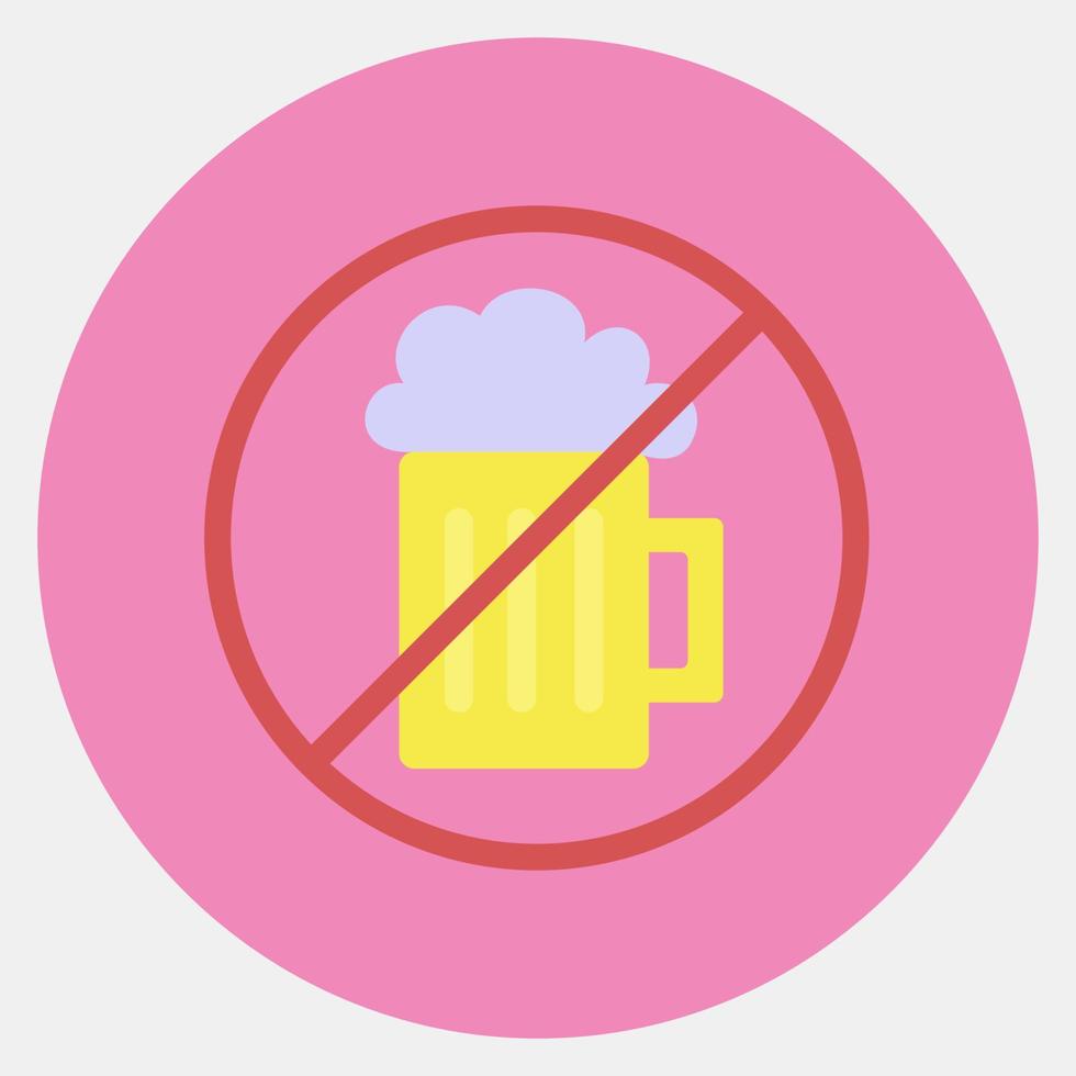 Icon no alcohol, forbidden drink. Islamic elements of Ramadhan, Eid Al Fitr, Eid Al Adha. Icons in flat style. Good for prints, posters, logo, decoration, greeting card, etc. vector