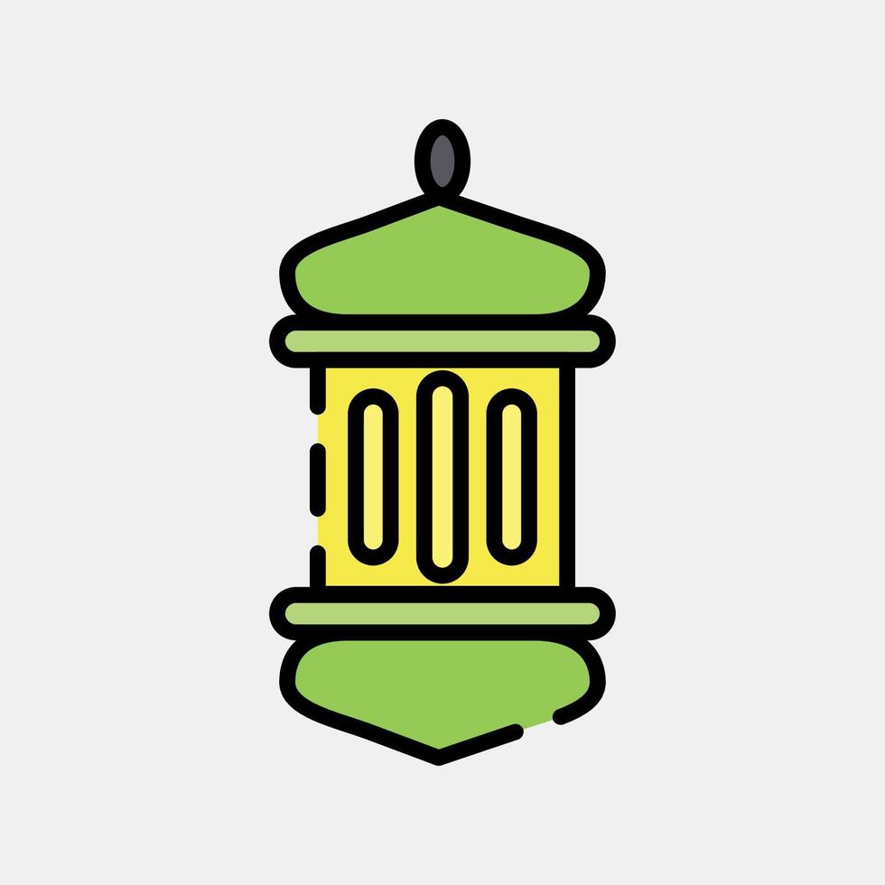 Icon islamic lantern. Islamic elements of Ramadhan, Eid Al Fitr, Eid Al Adha. Icons in filled line style. Good for prints, posters, logo, decoration, greeting card, etc. vector