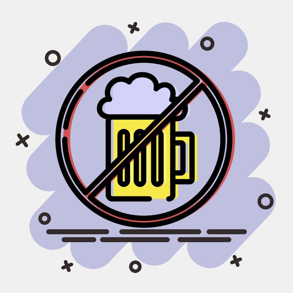 icono No alcohol, prohibido beber. islámico elementos de Ramadán, eid Alabama fitr, eid Alabama adha. íconos en cómic estilo. bueno para huellas dactilares, carteles, logo, decoración, saludo tarjeta, etc. vector