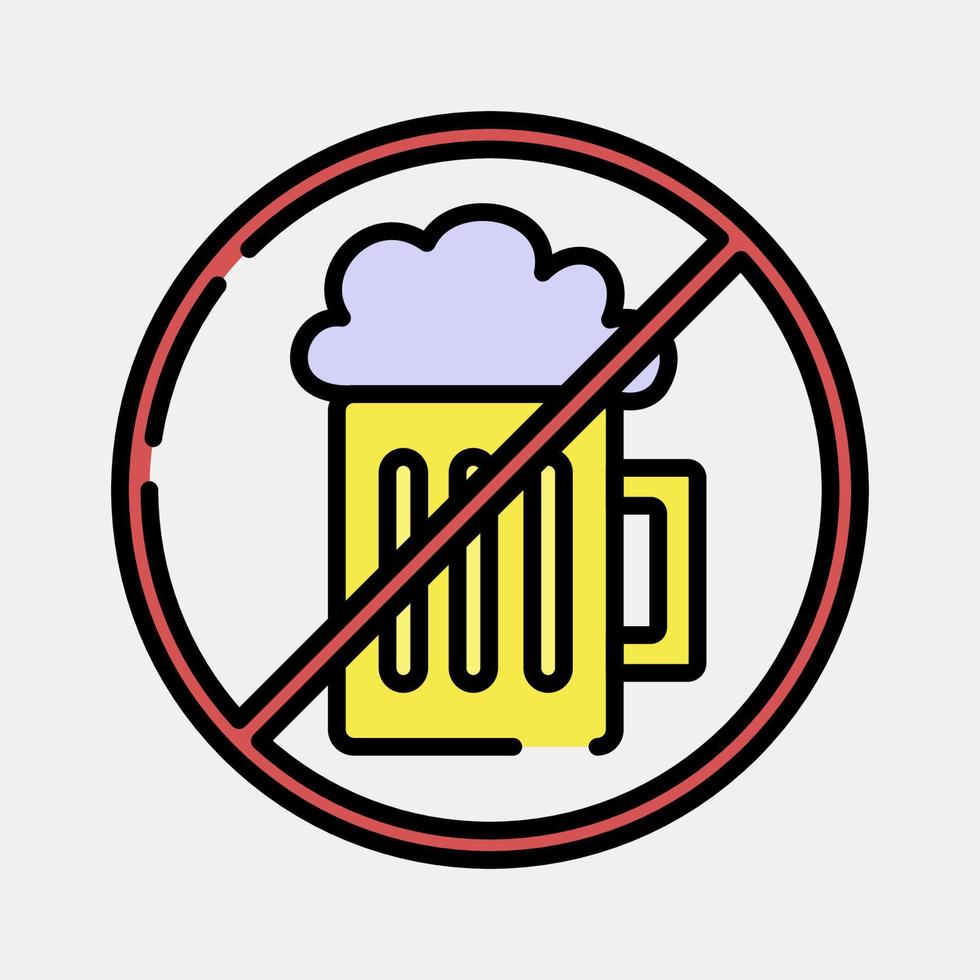 Icon no alcohol, forbidden drink. Islamic elements of Ramadhan, Eid Al Fitr, Eid Al Adha. Icons in filled line style. Good for prints, posters, logo, decoration, greeting card, etc. vector