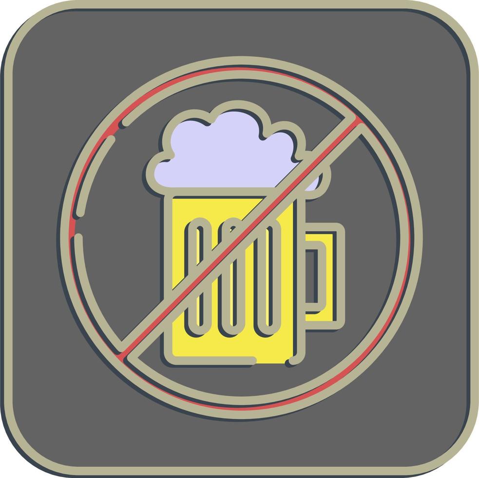 icono No alcohol, prohibido beber. islámico elementos de Ramadán, eid Alabama fitr, eid Alabama adha. íconos en en relieve estilo. bueno para huellas dactilares, carteles, logo, decoración, saludo tarjeta, etc. vector