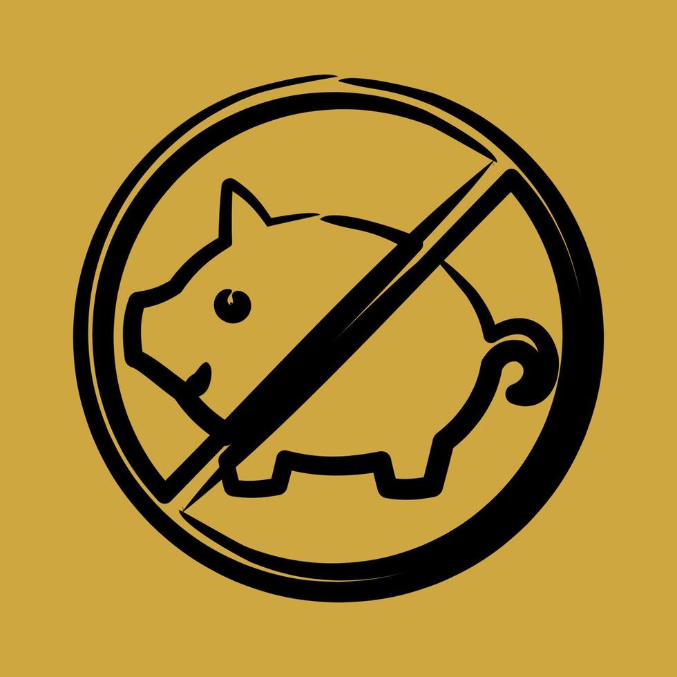 Icon no pig, forbidden food. Islamic elements of Ramadhan, Eid Al Fitr, Eid Al Adha. Icons in hand drawn style. Good for prints, posters, logo, decoration, greeting card, etc. vector