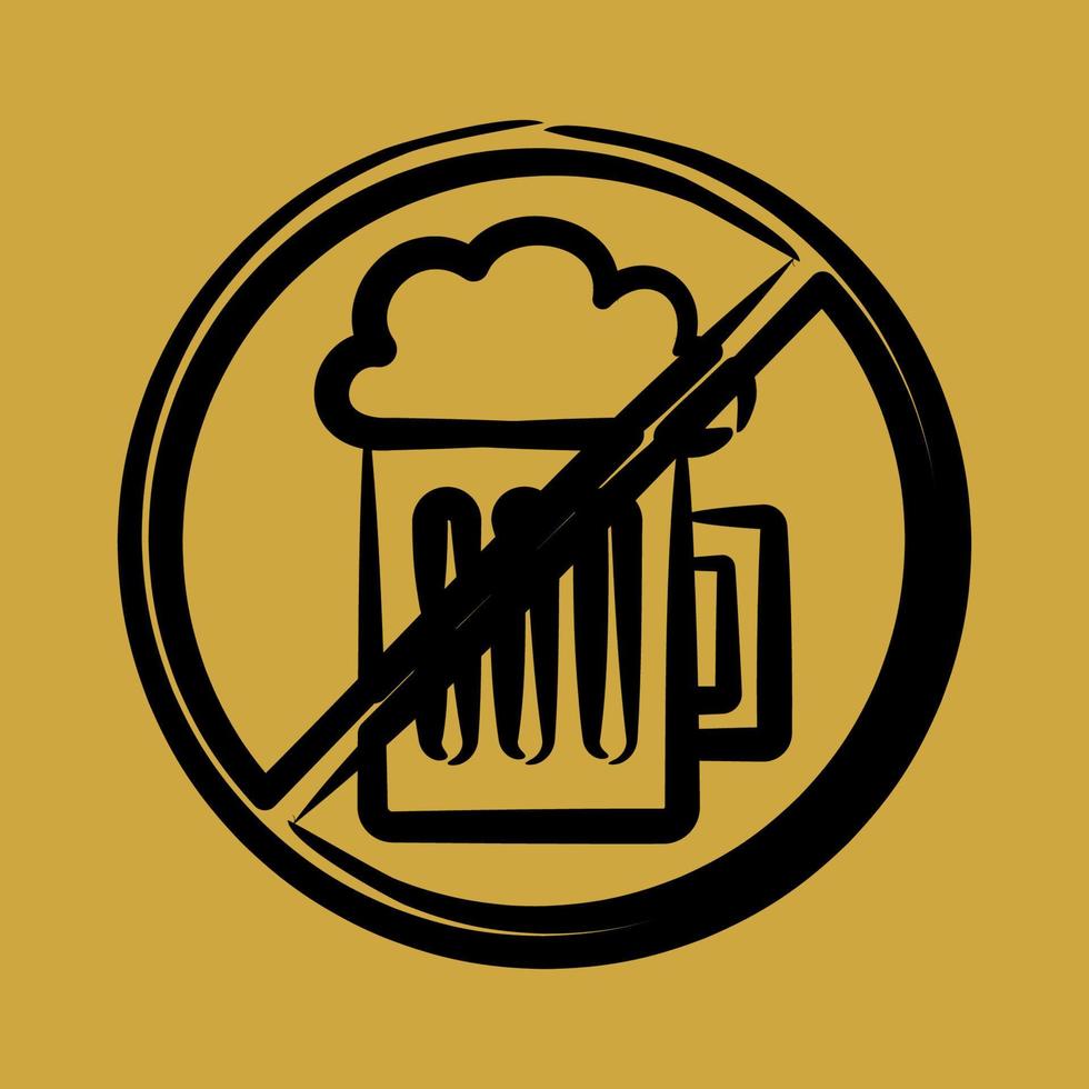 Icon no alcohol, forbidden drink. Islamic elements of Ramadhan, Eid Al Fitr, Eid Al Adha. Icons in hand drawn style. Good for prints, posters, logo, decoration, greeting card, etc. vector