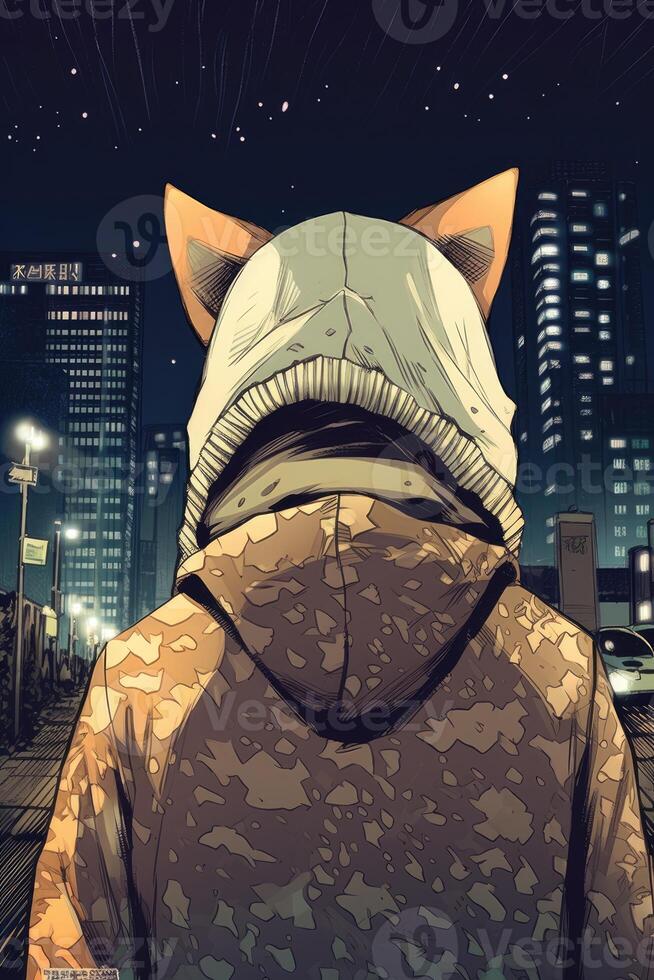 illustration of a Corgi dog wearing a sweater cartoon illustration. photo