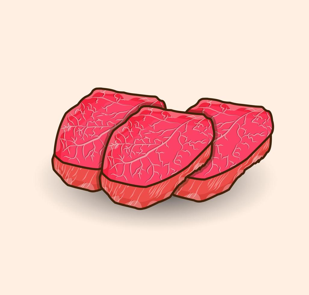 Wagyu Illustration Set Design. Minima Simple Wagyu Asian Food Menu Healthy Restaurant Dinner Meat Steak Wagyu Vector Illustrations.