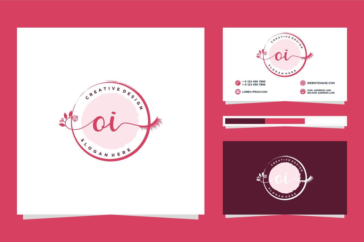 Initial OI Feminine logo collections and business card template Premium Vector