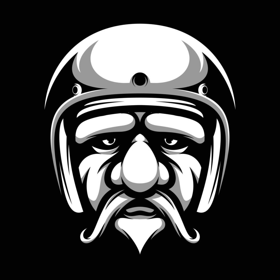 Old Man Ride Black and White Mascot Design vector