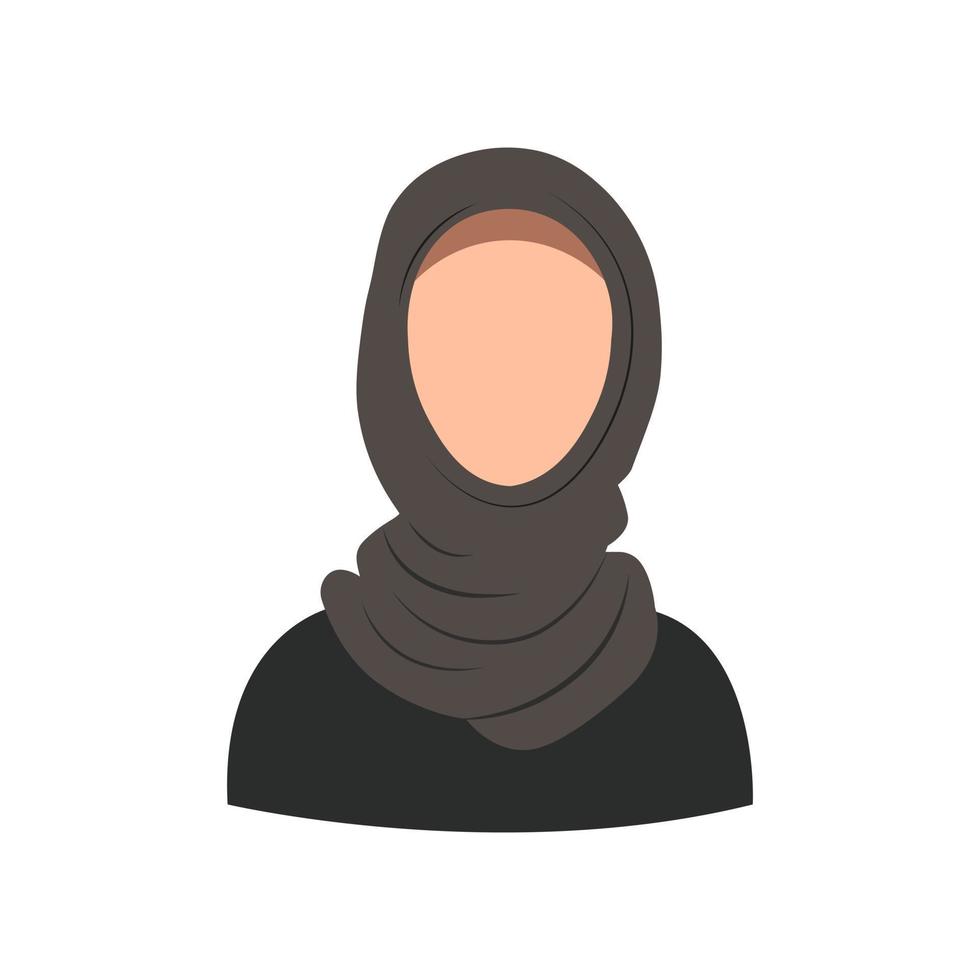 Arab Woman Face Covered with Hijab. Muslim woman. Muslim Girl Avatar. Avatar icon in flat style. Smiling girl in a scarf. Isolated vector illustration