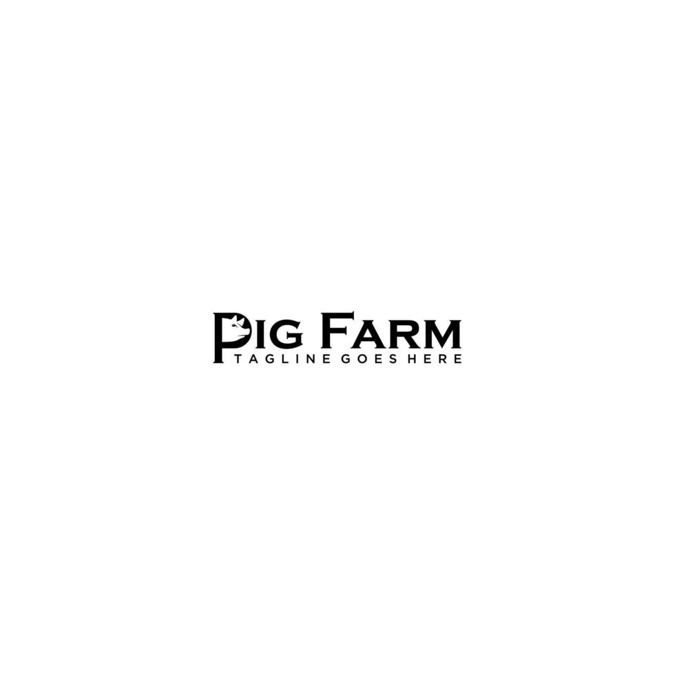 Pig farm logo with pig in negative in the Letter P vector