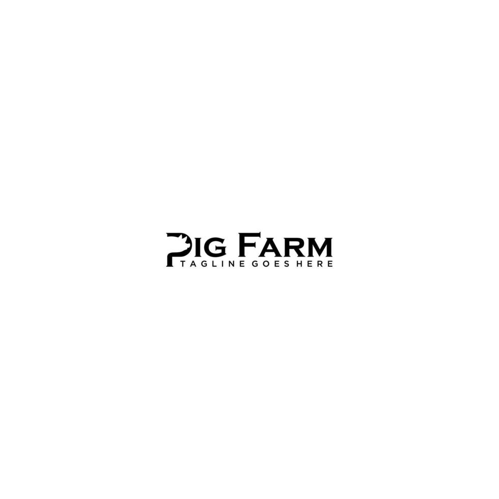 cerdo granja logo con cerdo en negativo en el letra pags vector
