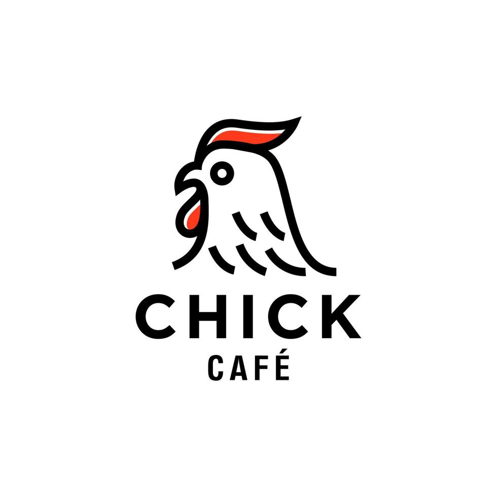 chicken head line logo, simple and minimal rooseter chicken icon for a restaurant or cafe logo design. vector