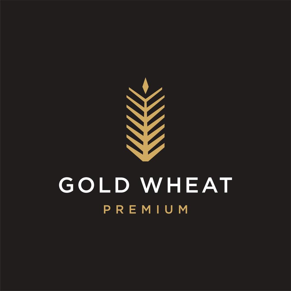 premium gold wheat logo icon. simple geometric wheat icon symbol for bakery business. vector