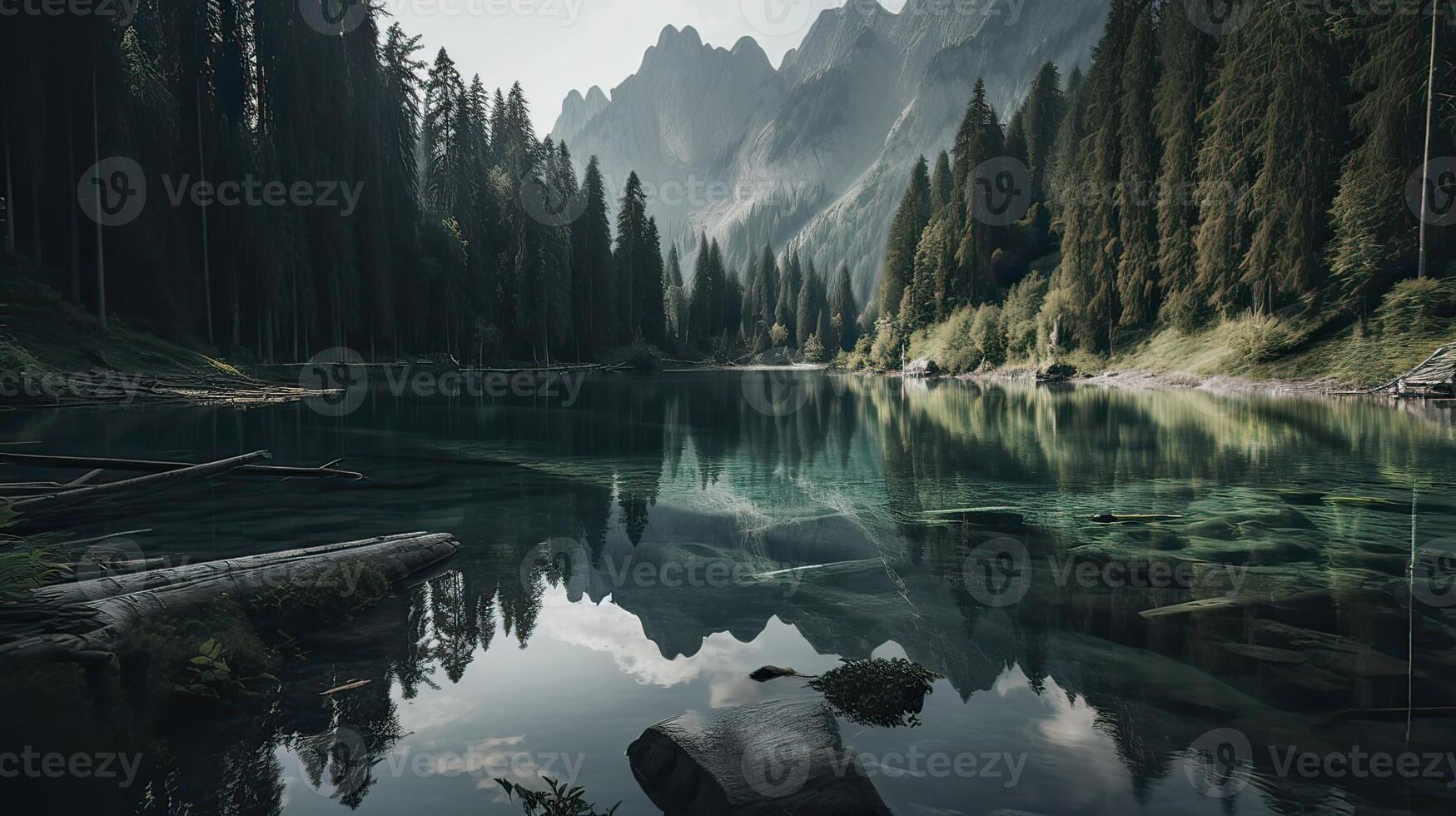 Fantastic mountain lake in Triglav national park. Located in the Bohinj Valley of the Julian Alps. Dramatic unusual scene. Slovenia, Europe. Beauty world. . photo