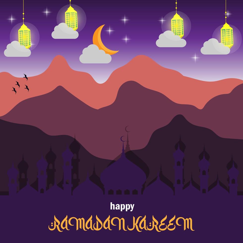 Ramadan illustration design. Ramadan Kareem greeting poster for the implementation of fasting for Muslims. Can be used as greeting cards, Ramadan and holiday backgrounds vector