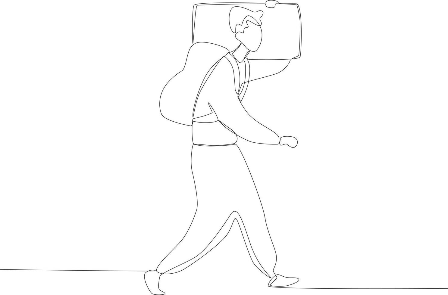 A refugee carrying a backpack and a suitcase vector