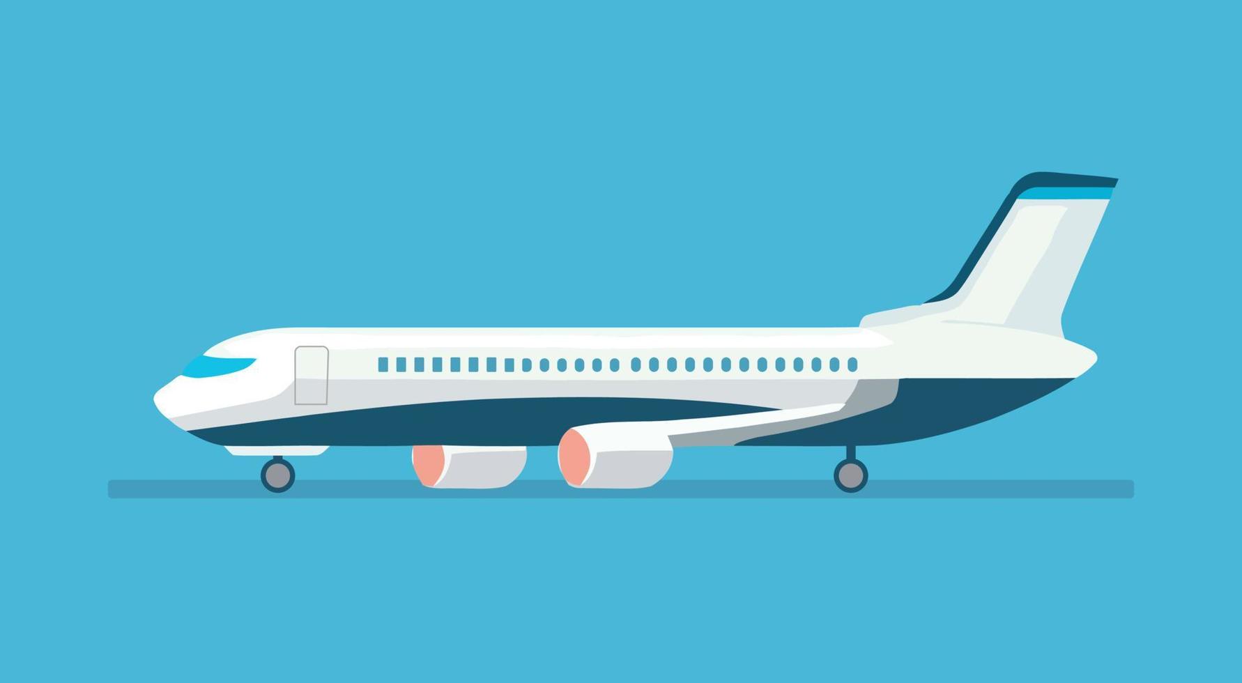 Passenger plane on a blue background. Vector illustration of an airplane.