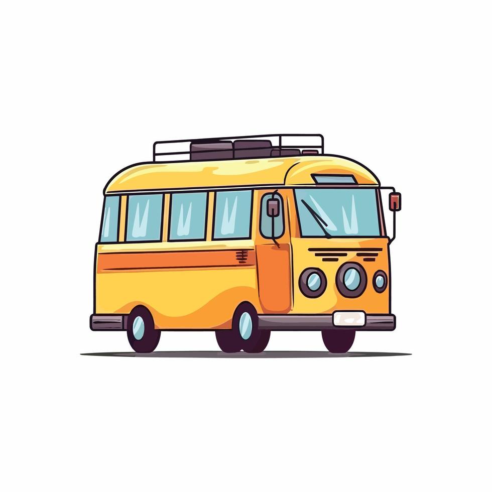 Travel bus cute vector flat illustration
