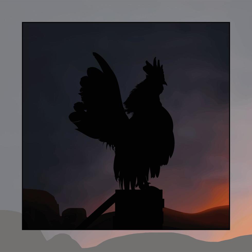 ilustración de un gallo con el Dom creciente detrás a él. vector ilustración de un gallo