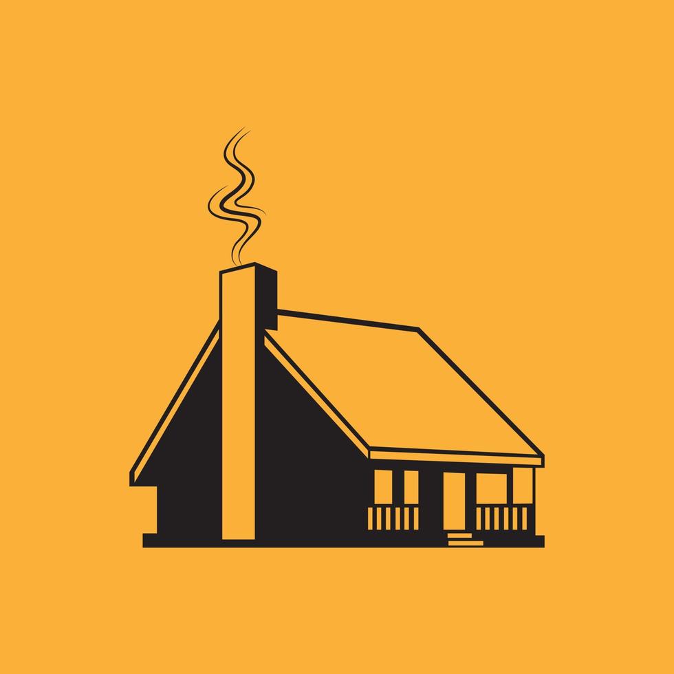 A cabin with chimney silhouette vector