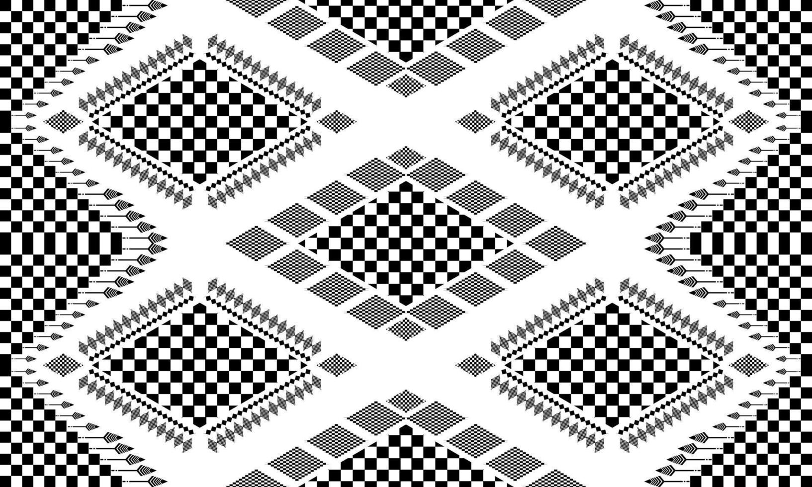 Ethnic folk geometric seamless pattern in black and white tone in vector illustration design for fabric, mat, carpet, scarf, wrapping paper, tile and more