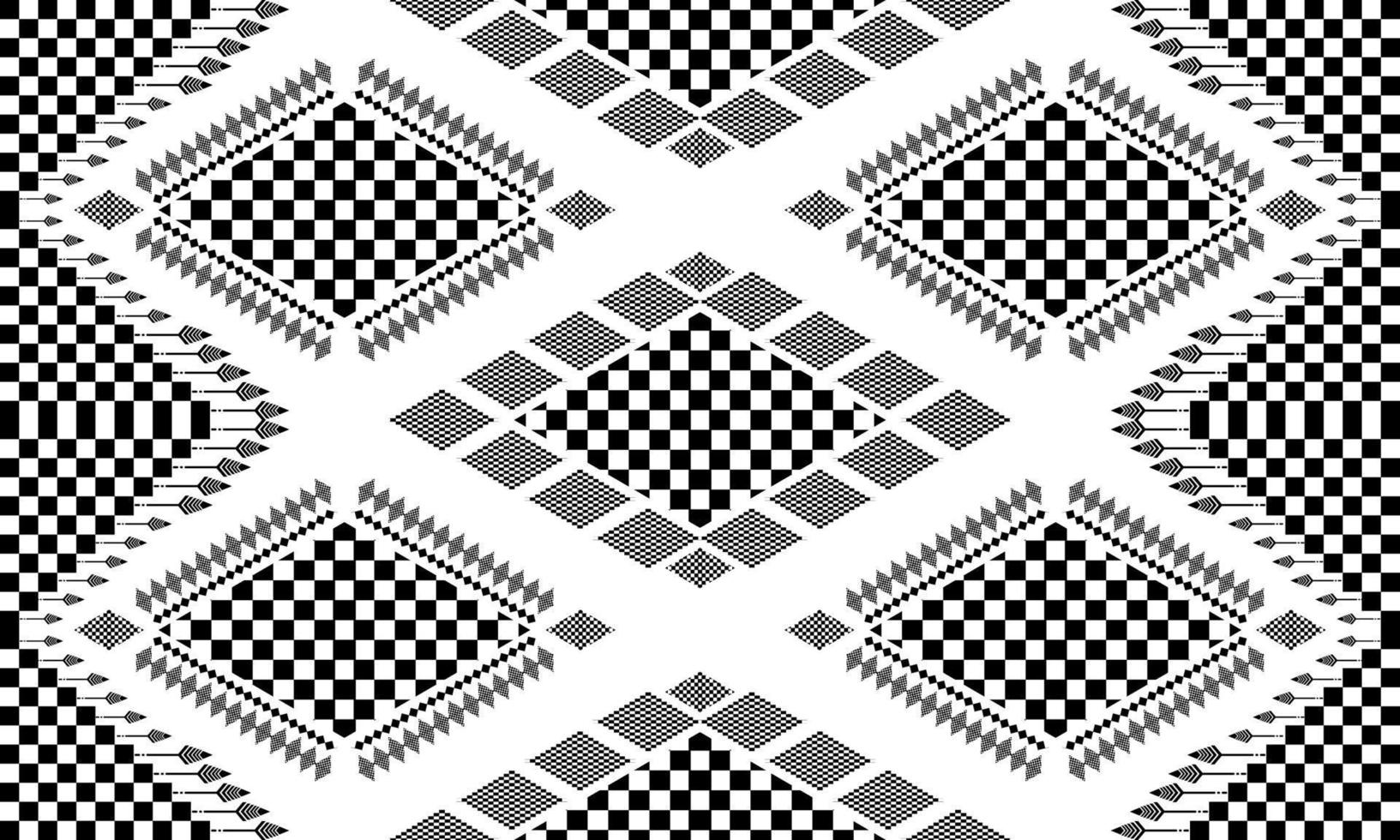 Ethnic folk geometric seamless pattern in black and white tone in vector illustration design for fabric, mat, carpet, scarf, wrapping paper, tile and more