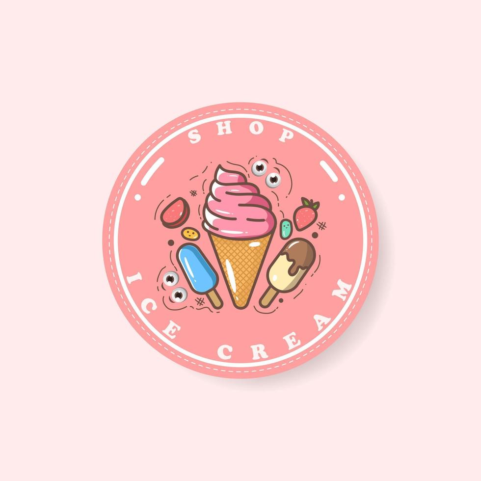 Ice cream label illustration. suitable for your business vector