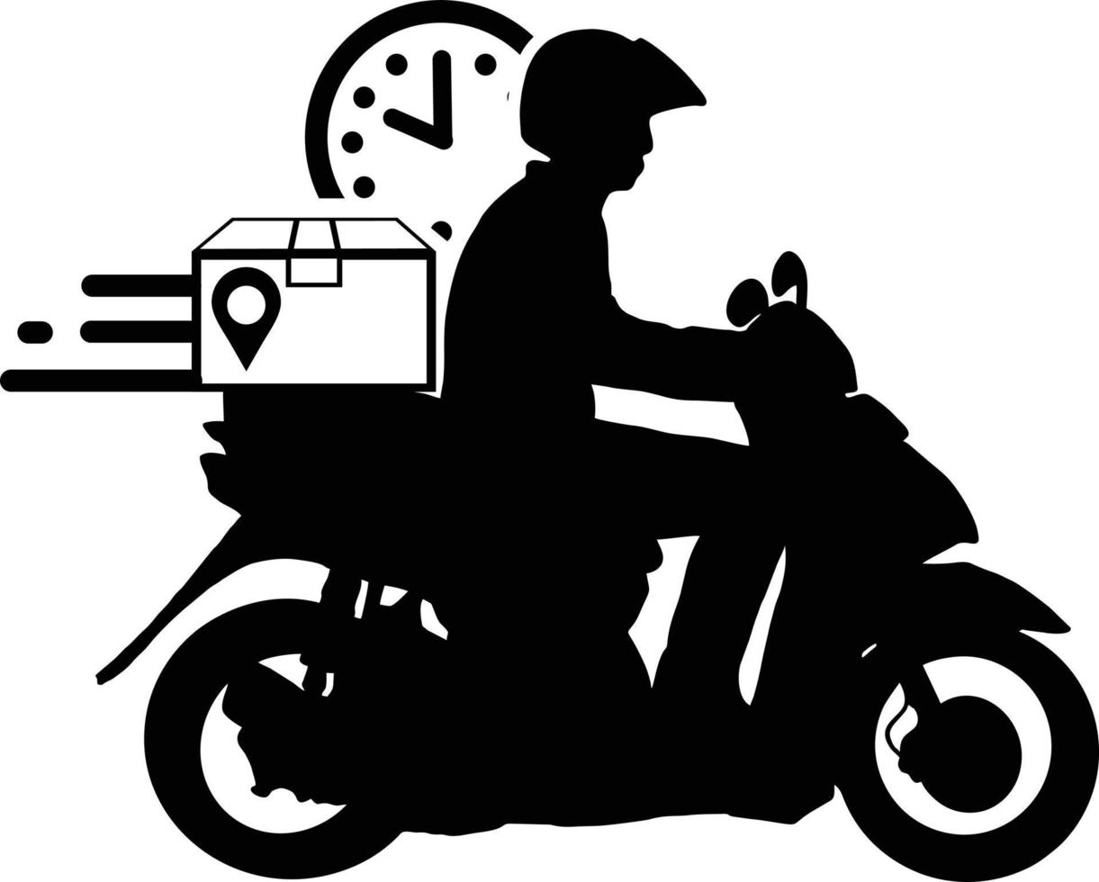 Envío rápido entrega hombre montando motocicleta icono símbolo vector