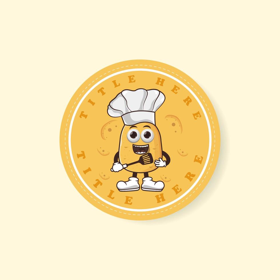 Illustration of a potato label wearing a chef's hat .suitable for your business vector