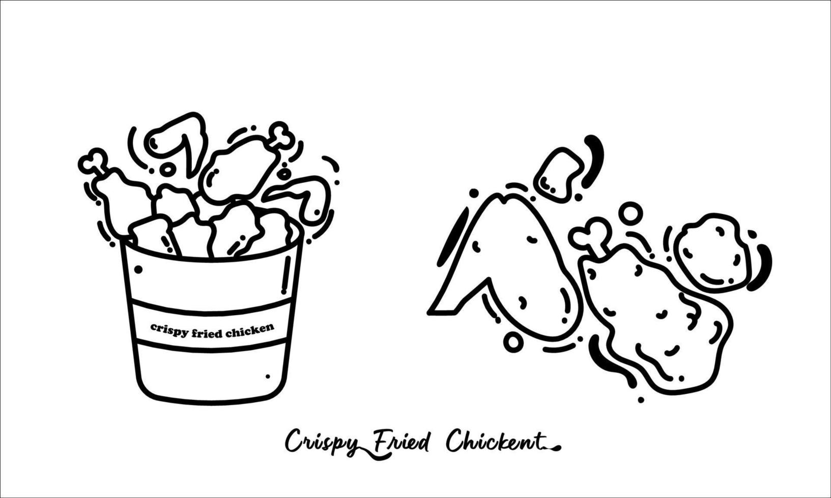 fried chicken line art vector