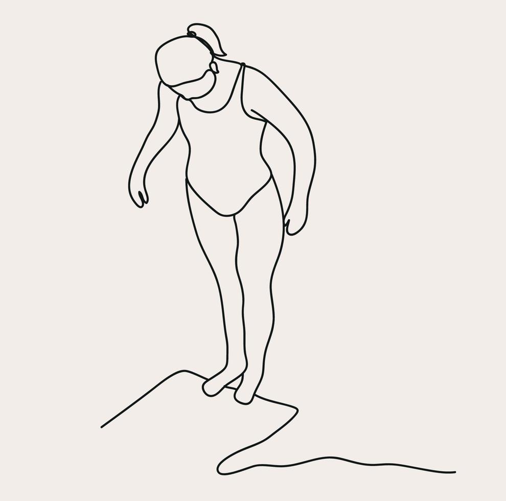 Minimalist Swimmer Line art, Sport Exercise, Athlete  Outline Drawing, Simple Sketch, Illustration Vector