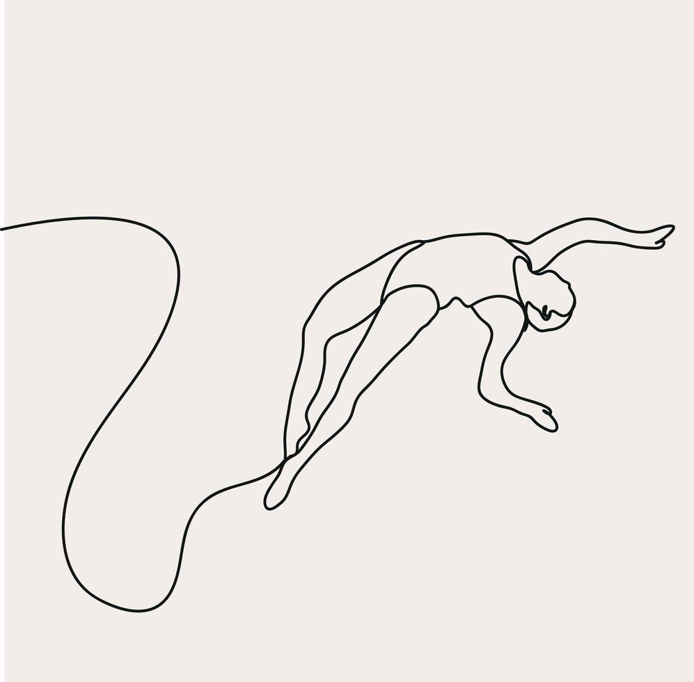 Minimalist Swimmer Line art, Sport Exercise, Athlete  Outline Drawing, Simple Sketch, Illustration Vector